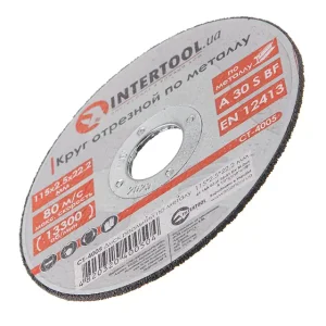 Диск відрізний по металу, 115×2,5×22,2 мм, 13300 об/хв INTERTOOL (CT-4005) UA