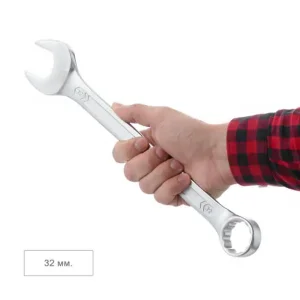 Ключ комбінований, 32 мм, Cr-V, покриття: сатин-хром, DIN3113, STORM INTERTOOL (XT-1032) UA