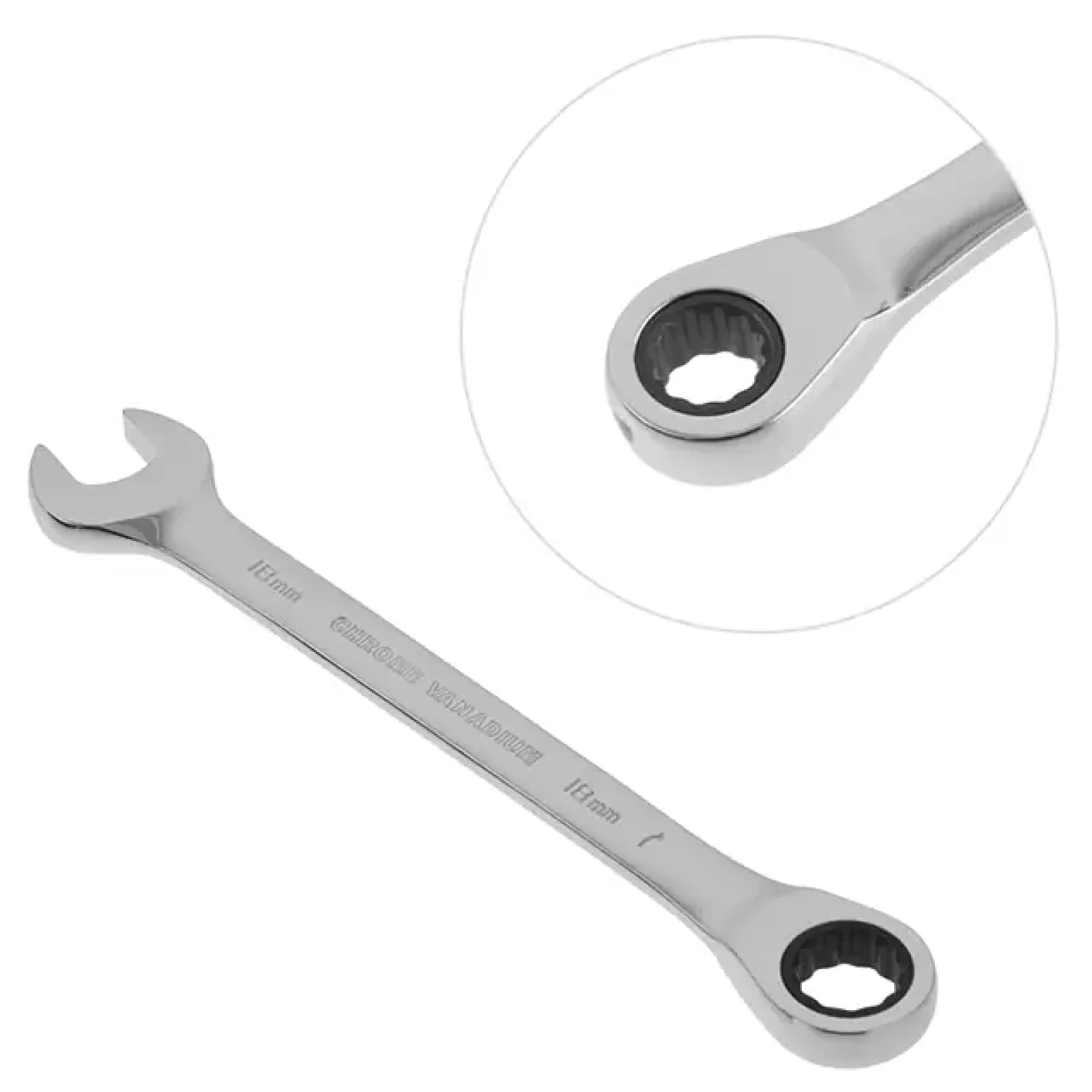 Ключ комбінований, з тріскачкою, 18 мм, Cr-V, професійний, DIN3113 INTERTOOL (XT-1358) UA