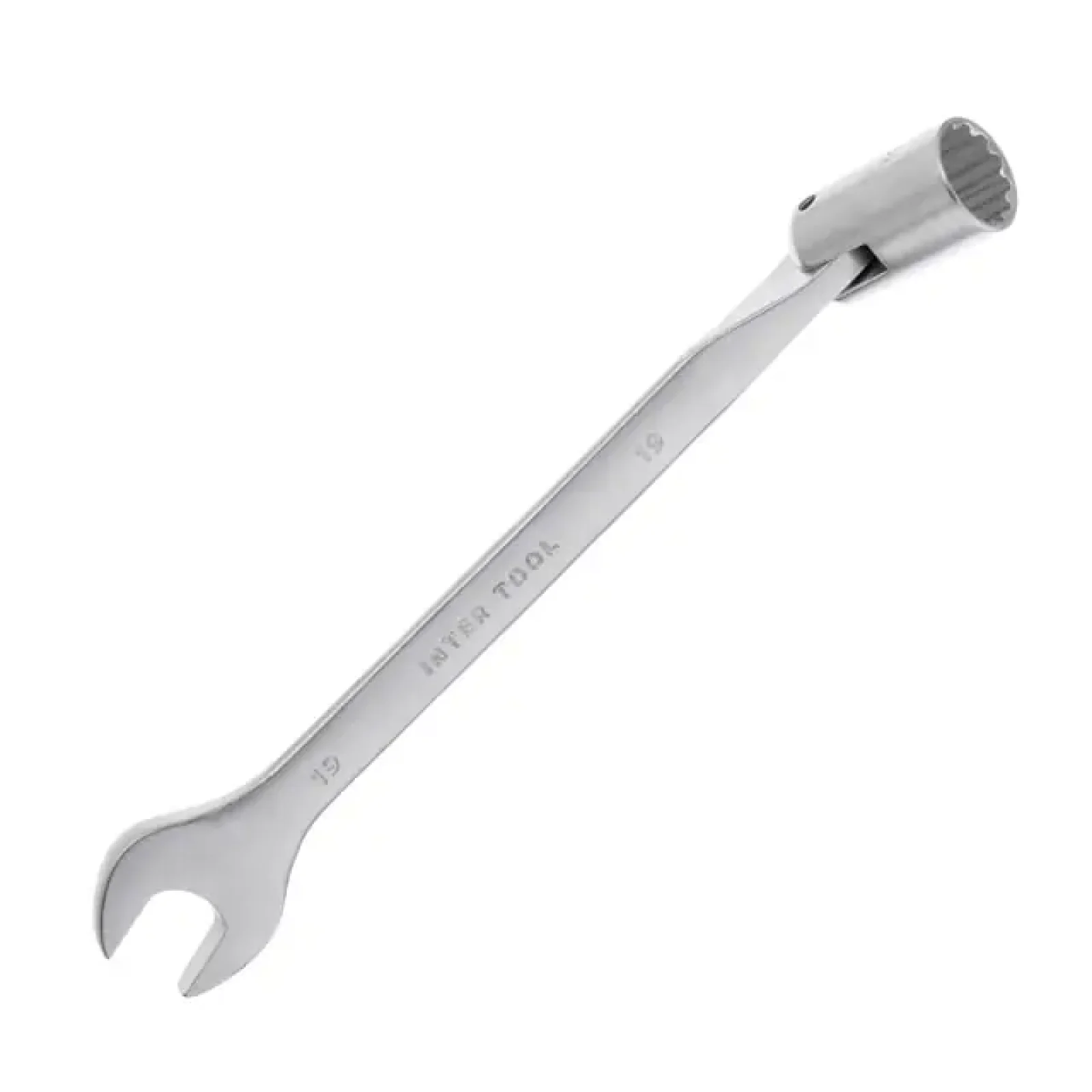 Ключ рожково-накидний, шарнірний, 19 мм,, Cr-V, покриття: сатин-хром INTERTOOL (XT-1419) UA