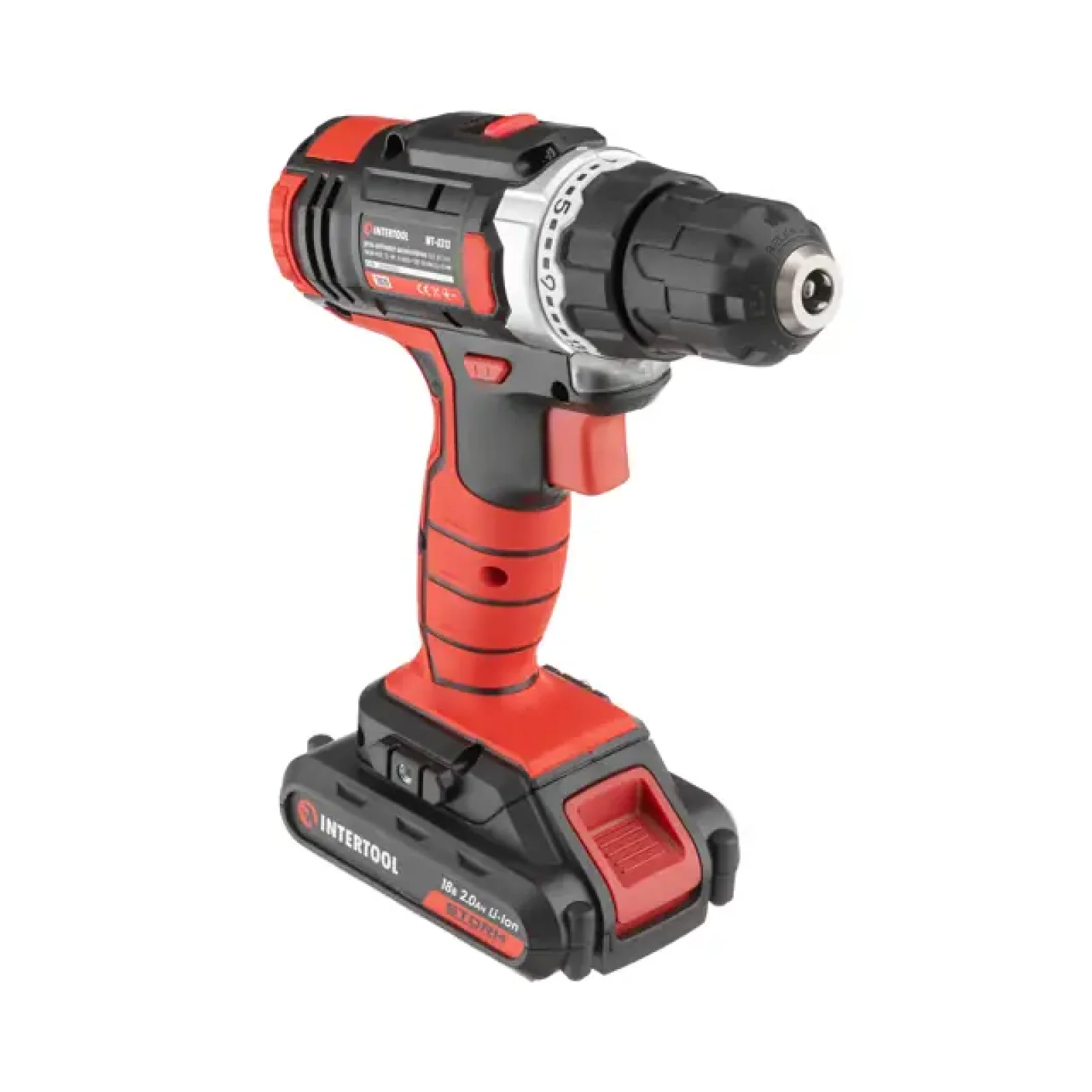 Дриль-шурупокрут акумуляторний, Li-Ion, 18 В, 25 Nm, 0-400/0-1500 об/хв, 1,3 Аг INTERTOOL (WT-0313) UA