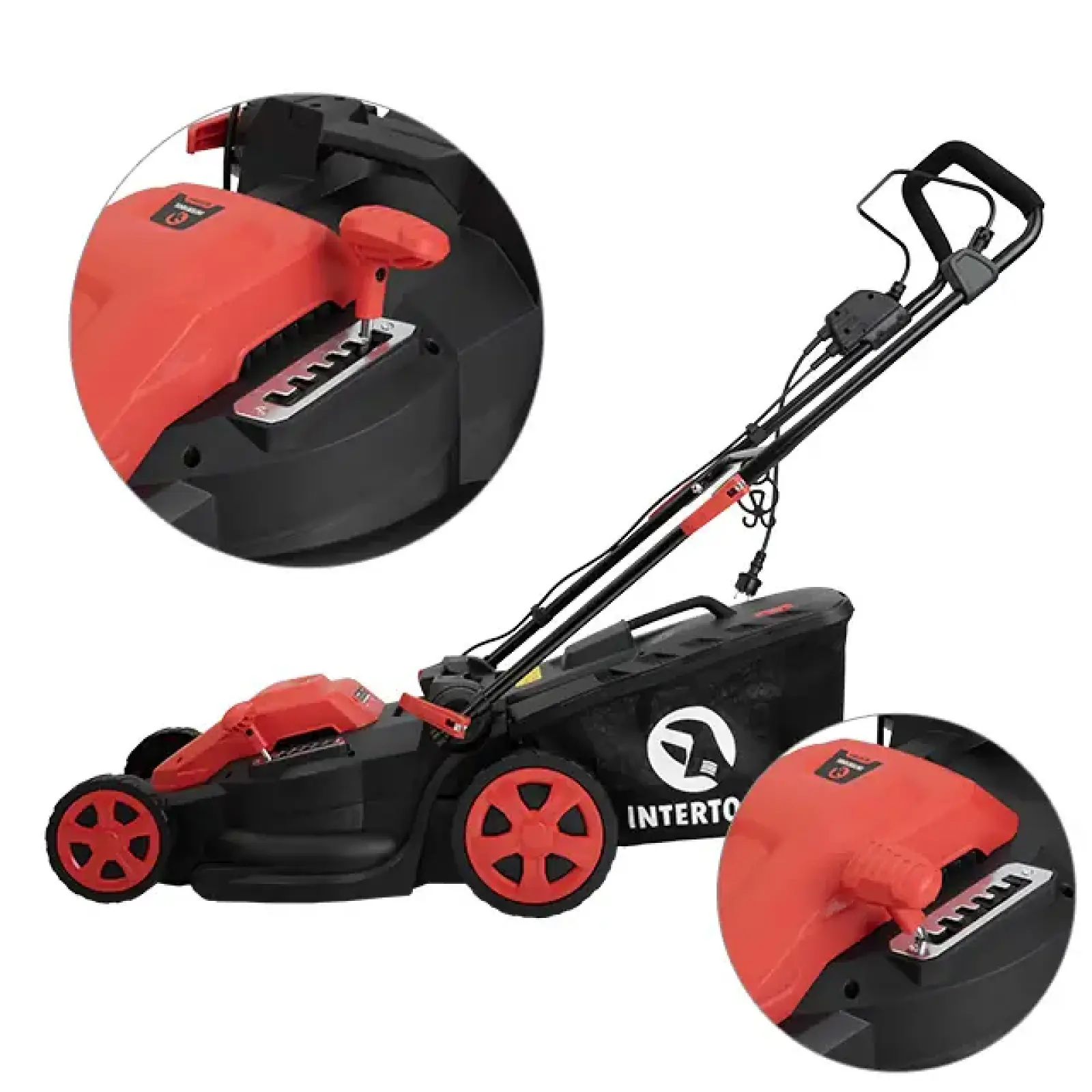 Газонокосарка електрична 1,8 кВт, 230 В~50 Гц, 3200 об/хв, ширина захвату 400 мм, висота зрізу 25-75 мм, контейнер 40 л, STORM INTERTOOL (WT-2265) UA