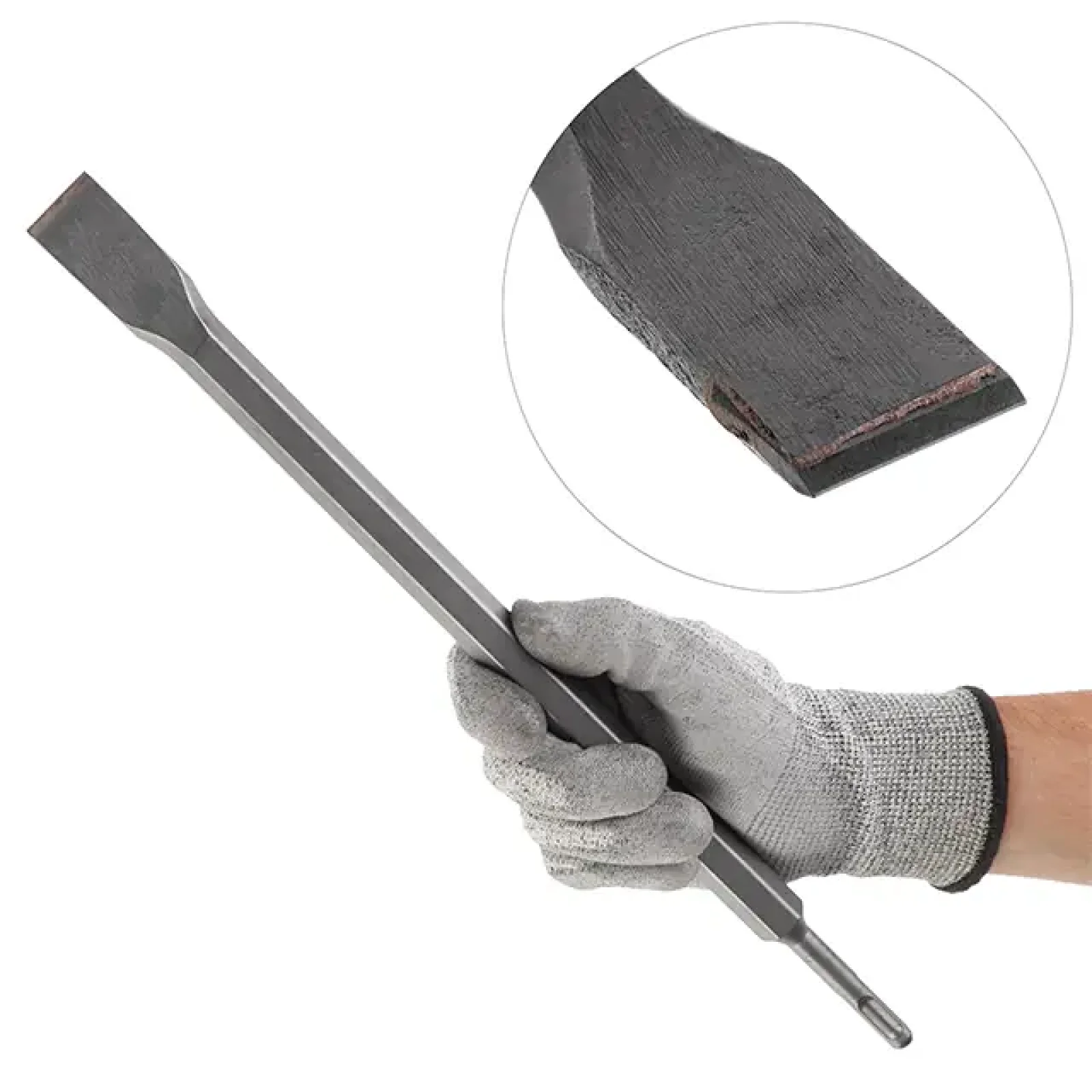 Зубило плоске, SDS-Plus, 25 мм, 400×17 мм, з побідитовою напайкою INTERTOOL (SD-0451) UA