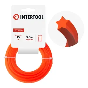 Лiска для тримера "зірка", 3.0 мм x 15 м INTERTOOL (DT-2310) UA