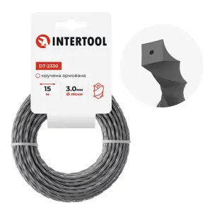 Лiска для тримера "квадрат" кручена армована, 3.0 мм x 15 м INTERTOOL (DT-2330) UA