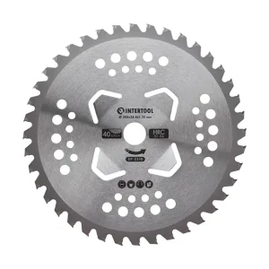 Ніж для мотокоси/тримера з твердосплавними напайками ø255х25.4х1.35 мм 40T, HRC 82-86, 4 підрізні лопаті INTERTOOL (DT-2350) UA