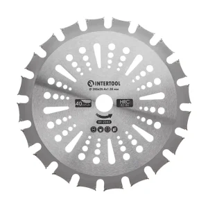 Ніж для мотокоси/тримера з твердосплавними напайками ø255x25.4x1.35 мм 40T, HRC 82-86, двосторонній INTERTOOL (DT-2351) UA