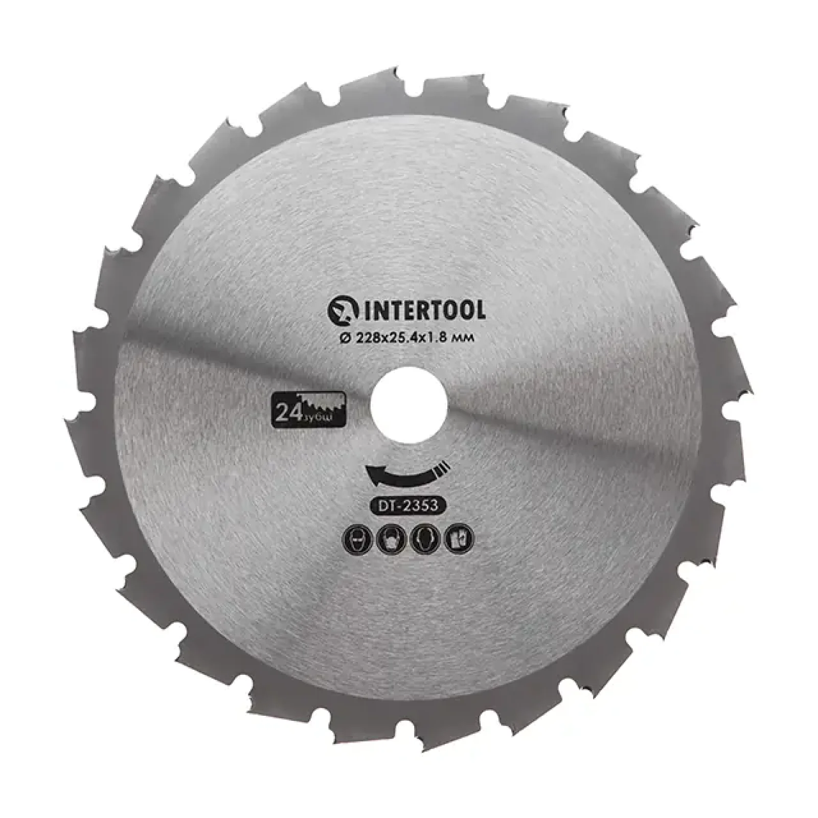 Ніж для мотокоси/тримера з твердосплавними напайками ø228x25.4x1.8 мм 24T INTERTOOL (DT-2353) UA