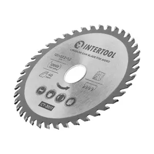 Диск по деревині, з твердосплавними напайками, 125×22,2×1,2 мм, 40 зубів, 12000 об/хв INTERTOOL (CT-3011) UA