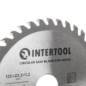 Диск по деревині, з твердосплавними напайками, 125×22,2×1,2 мм, 40 зубів, 12000 об/хв INTERTOOL (CT-3011) UA