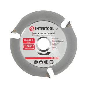 Диск по деревині, з твердосплавними напайками, 125×22,2×2,0 мм, 3 зуби, 12250 об/хв INTERTOOL (CT-3014) UA