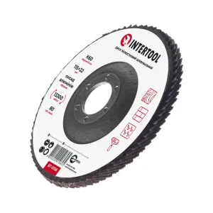 Диск шліфувальний пелюстковий, 115×22 мм, зерно K60, 13300 об/хв INTERTOOL (BT-0106) UA