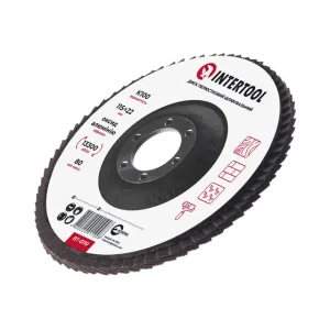 Диск шліфувальний пелюстковий, 115×22 мм, зерно K100, 13300 об/хв INTERTOOL (BT-0110) UA