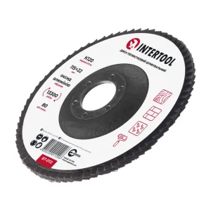 Диск шліфувальний пелюстковий, 115×22 мм, зерно K120, 13300 об/хв INTERTOOL (BT-0112) UA