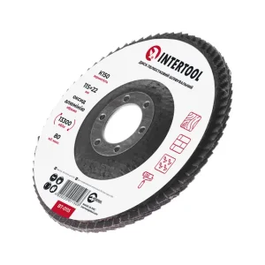 Диск шліфувальний пелюстковий, 115×22 мм, зерно K150, 13300 об/хв INTERTOOL (BT-0115) UA
