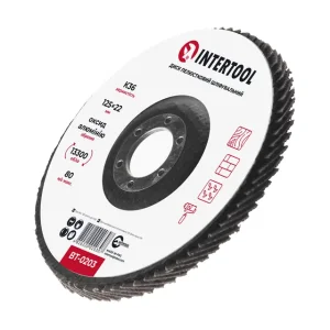 Диск шліфувальний пелюстковий, 125×22 мм, зерно K36, 13300 об/хв INTERTOOL (BT-0203) UA