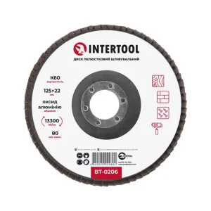Диск шліфувальний пелюстковий, 125×22 мм, зерно K60, 13300 об/хв INTERTOOL (BT-0206) UA