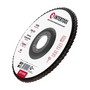 Диск шліфувальний пелюстковий, 125×22 мм, зерно K100, 13300 об/хв INTERTOOL (BT-0210) UA