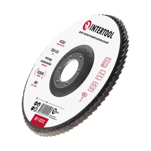 Диск шліфувальний пелюстковий, 125×22 мм, зерно K120, 13300 об/хв INTERTOOL (BT-0212) UA