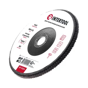 Диск шліфувальний пелюстковий, 180×22 мм, зерно K40, 7000 об/хв INTERTOOL (BT-0224) UA