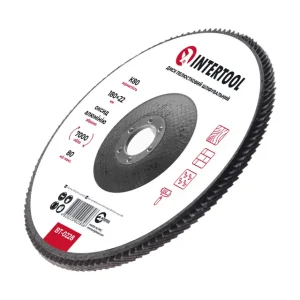 Диск шліфувальний пелюстковий, 180×22 мм, зерно K80, 7000 об/хв INTERTOOL (BT-0228) UA