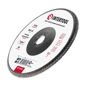 Диск шліфувальний пелюстковий, 180×22 мм, зерно K120, 7000 об/хв INTERTOOL (BT-0232) UA