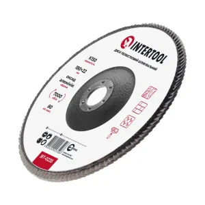 Диск шліфувальний пелюстковий, 180×22 мм, зерно K150, 7000 об/хв INTERTOOL (BT-0235) UA