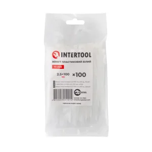 Хомут пластиковий, 2,5×100 мм, 100 шт/упак, білий INTERTOOL (TC-2510) UA