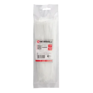 Хомут пластиковий, 2,5×200 мм, 100 шт/упак, білий INTERTOOL (TC-2520) UA