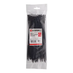 Хомут пластиковий, 3,6×200 мм, 100 шт/упак, чорний INTERTOOL (TC-3621) UA