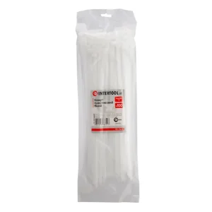 Хомут пластиковий, 7,6×350 мм, 100 шт/упак, білий INTERTOOL (TC-7635) UA