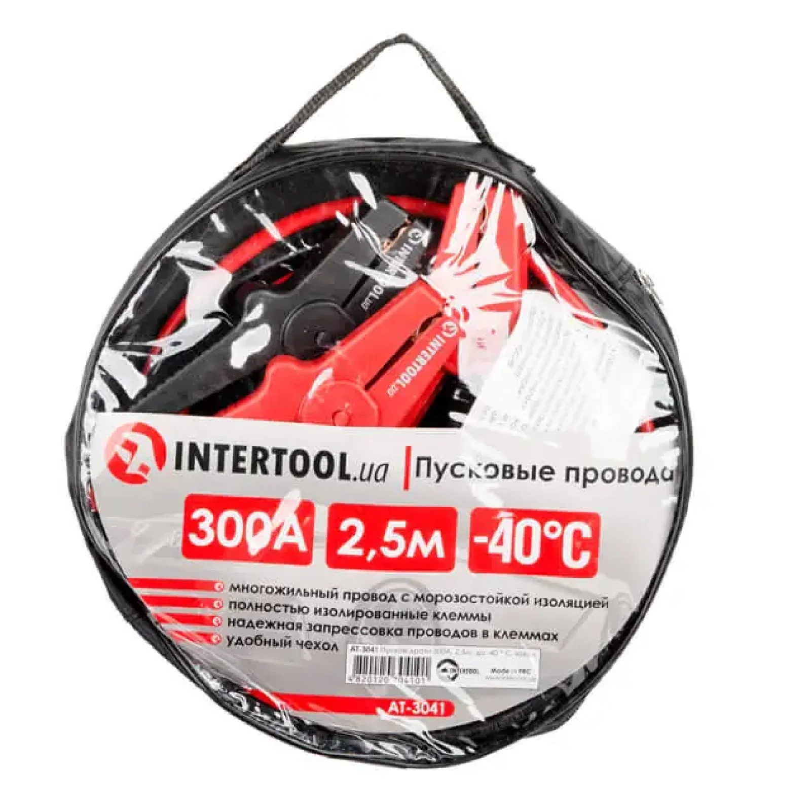 Пускові дроти 300 А, 2,5 м, до -40°C, чохол INTERTOOL (AT-3041) UA