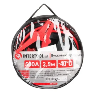 Пускові дроти 500 А, 2,5 м, до -40°C, чохол INTERTOOL (AT-3045) UA