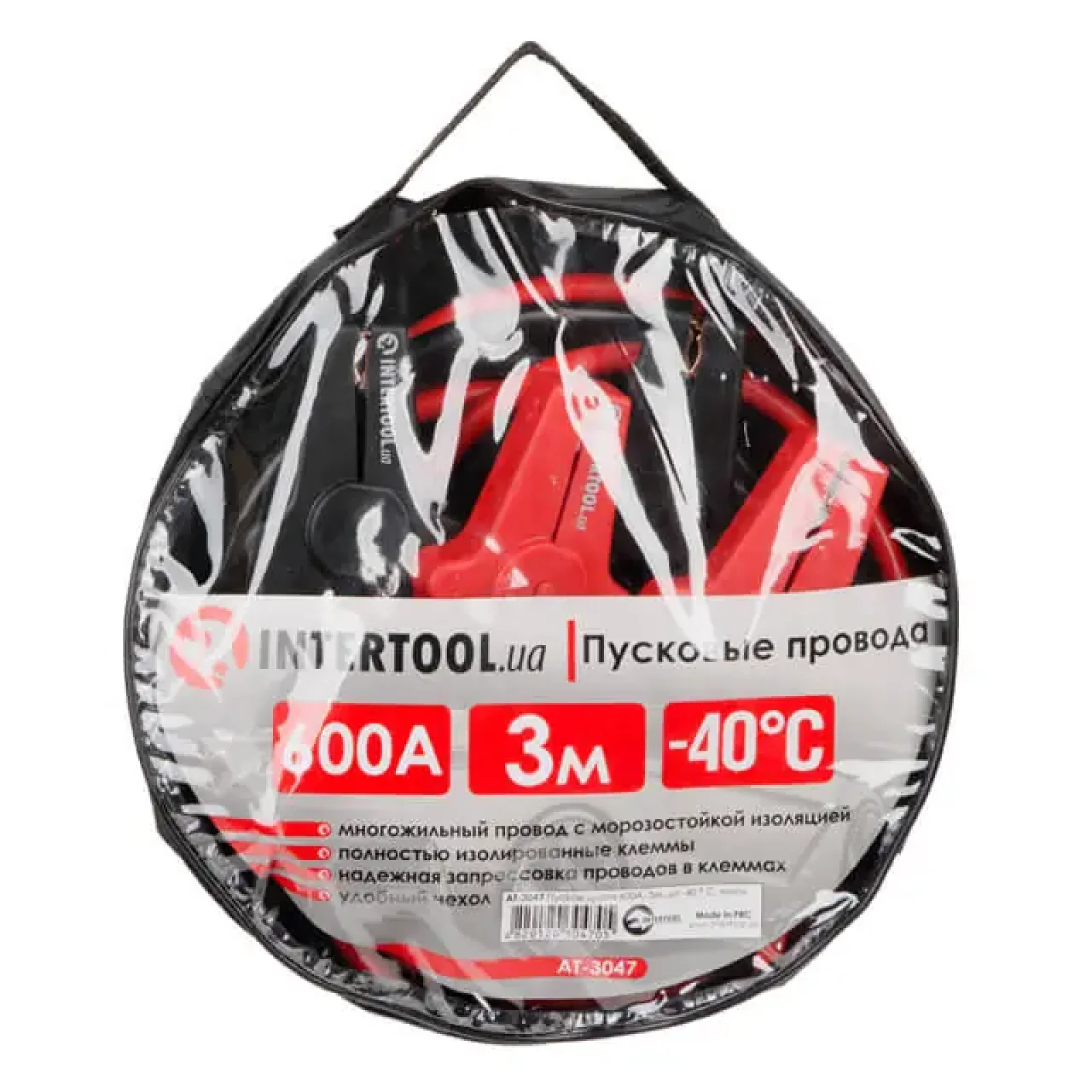 Пускові дроти 600 А, 3 м, до -40°C, чохол INTERTOOL (AT-3047) UA