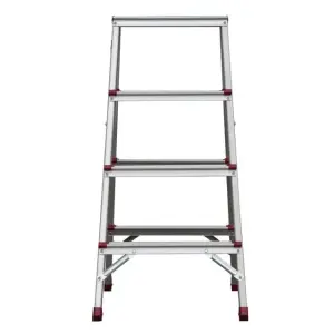 Драбина алюмінієва двостороння, 4 сходинки, висота: 876 мм, 150 кг INTERTOOL (LT-1104) UA