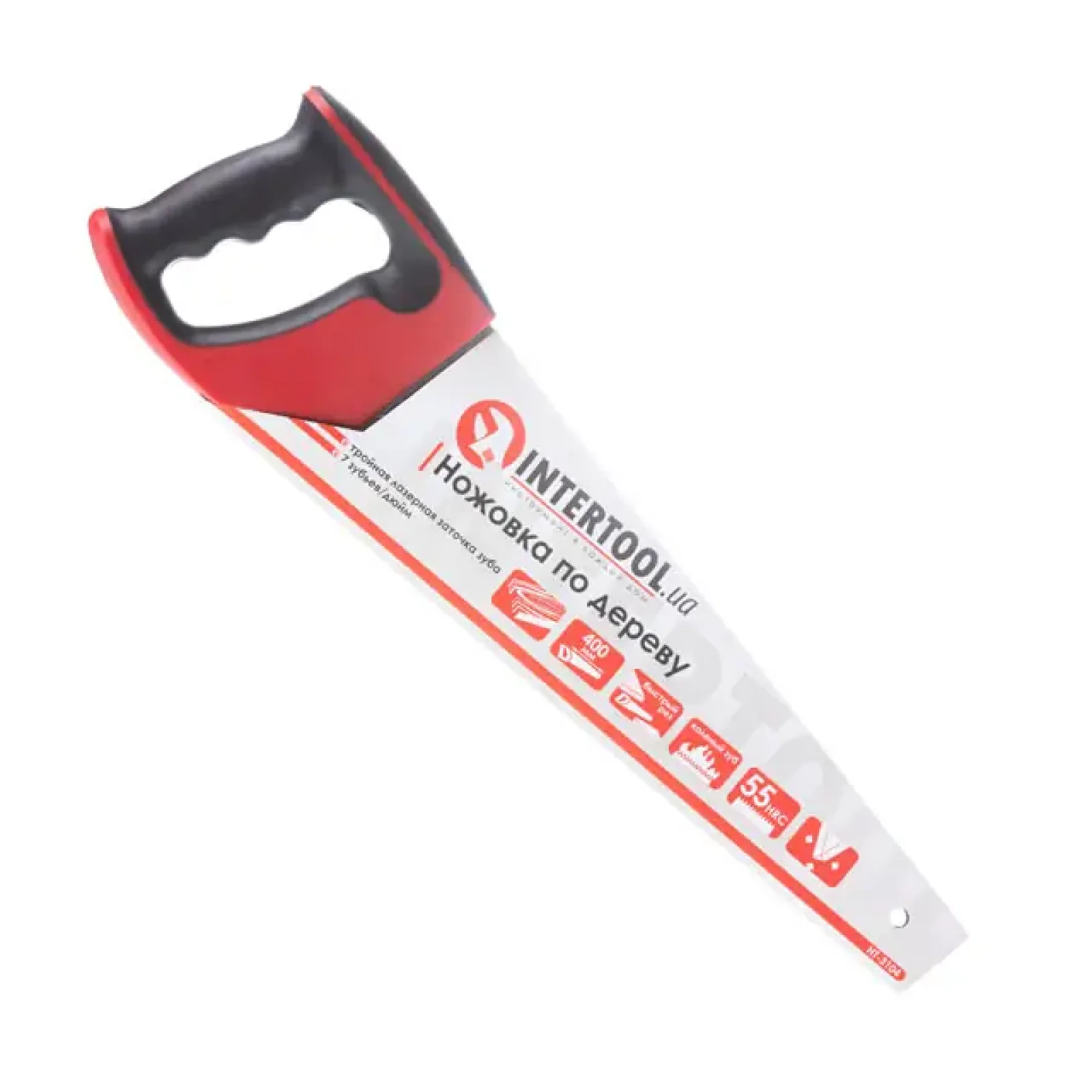 Ножівка по деревині, 400 мм, з гартованим зубом, потрійне заточування, 7 зуб/дюйм INTERTOOL (HT-3104) UA