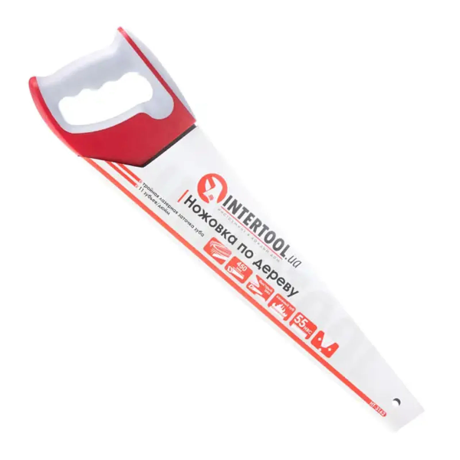 Ножівка по деревині, 450 мм, з гартованим зубом, потрійне заточування, 11 зуб/дюйм INTERTOOL (HT-3162) UA