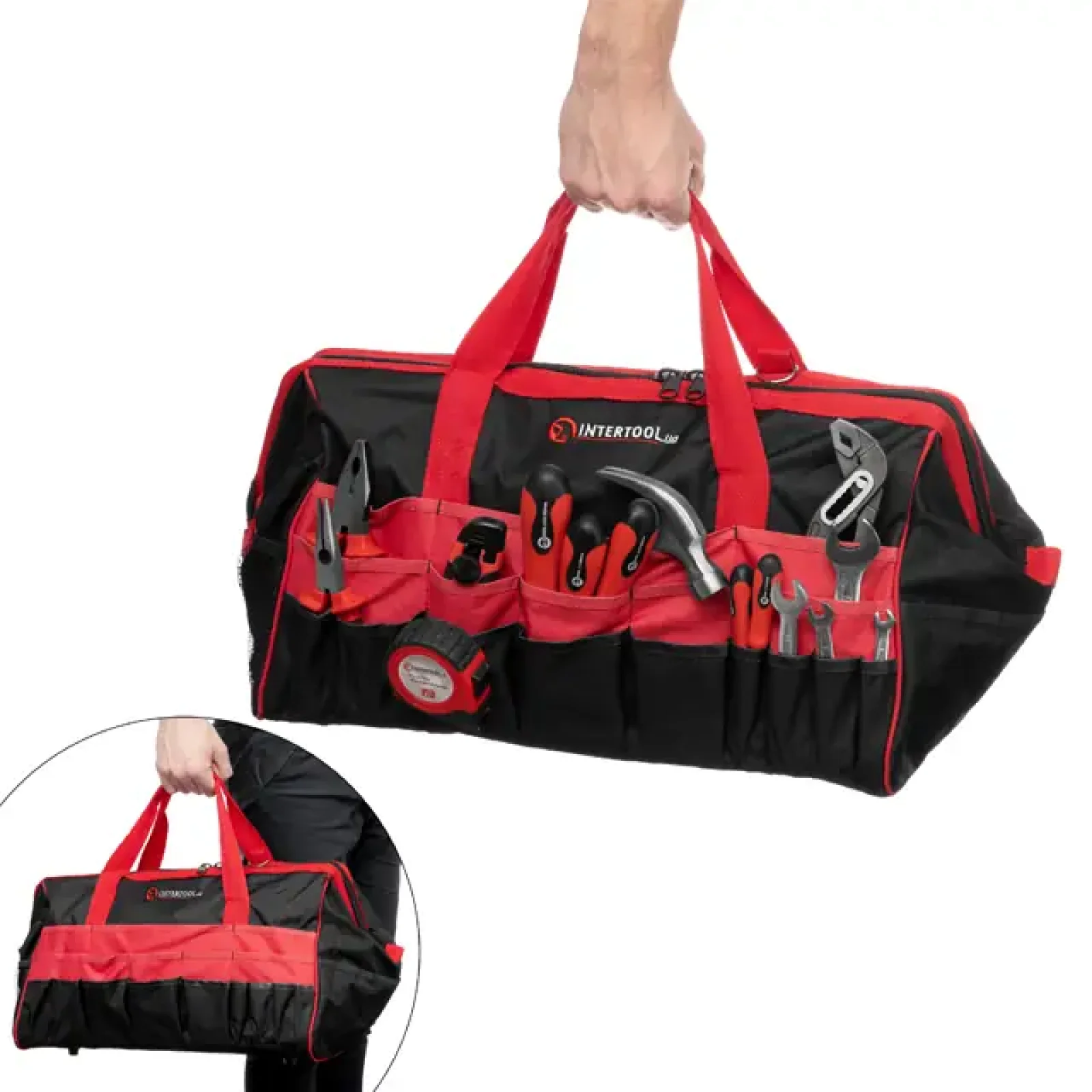 Сумка для інструменту 20 кишень 495мм * 267мм * 343мм INTERTOOL (BX-9002) UA
