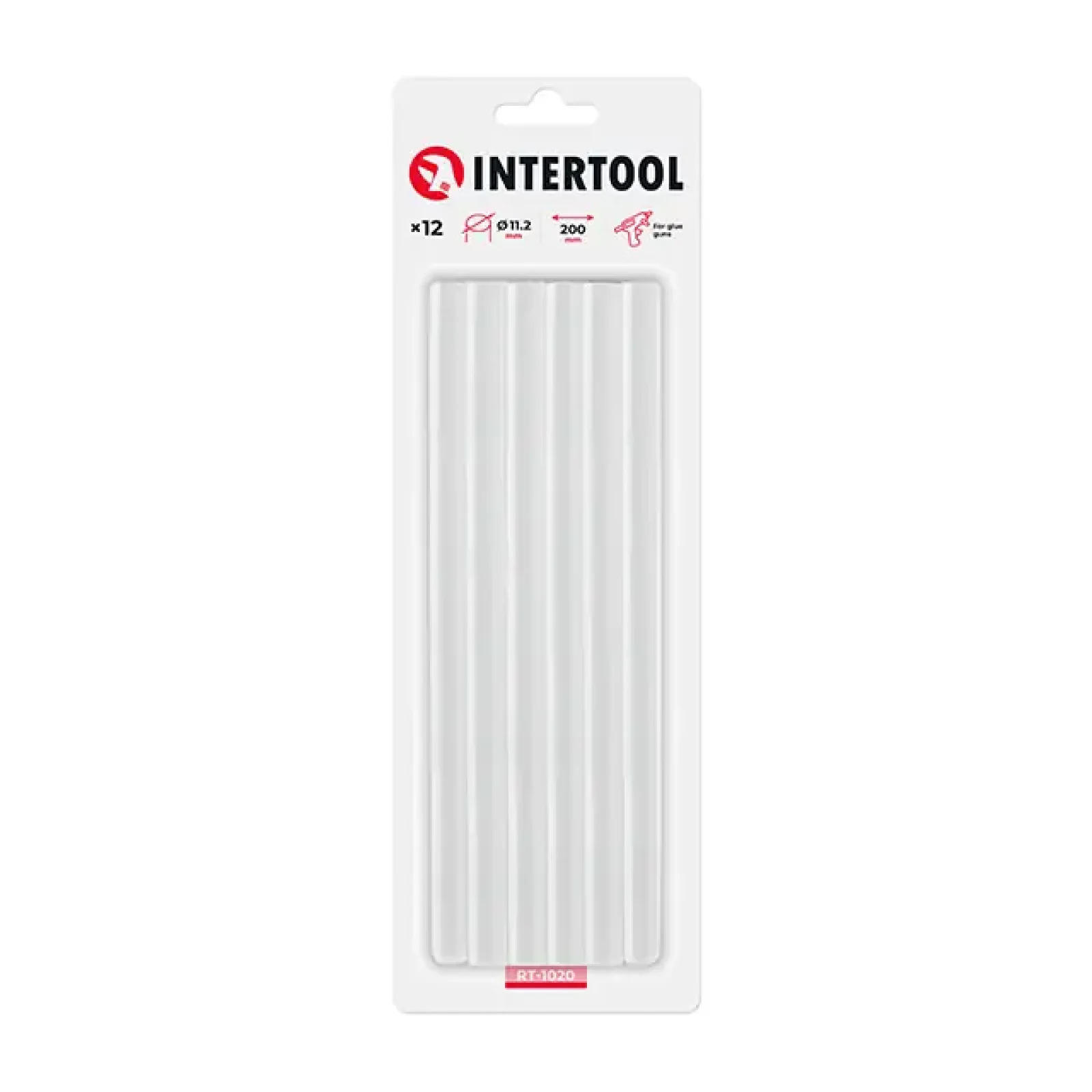 Комплект клейових стрижнів прозорих, 11,2×200 мм, 12 шт. INTERTOOL (RT-1020) UA