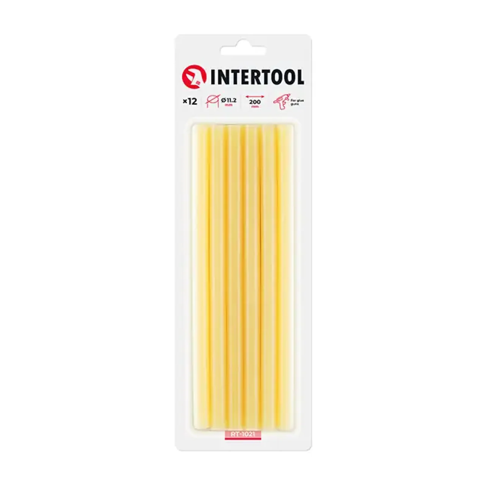 Комплект клейових стрижнів жовтих, 11,2×200 мм, 12 шт. INTERTOOL (RT-1021) UA
