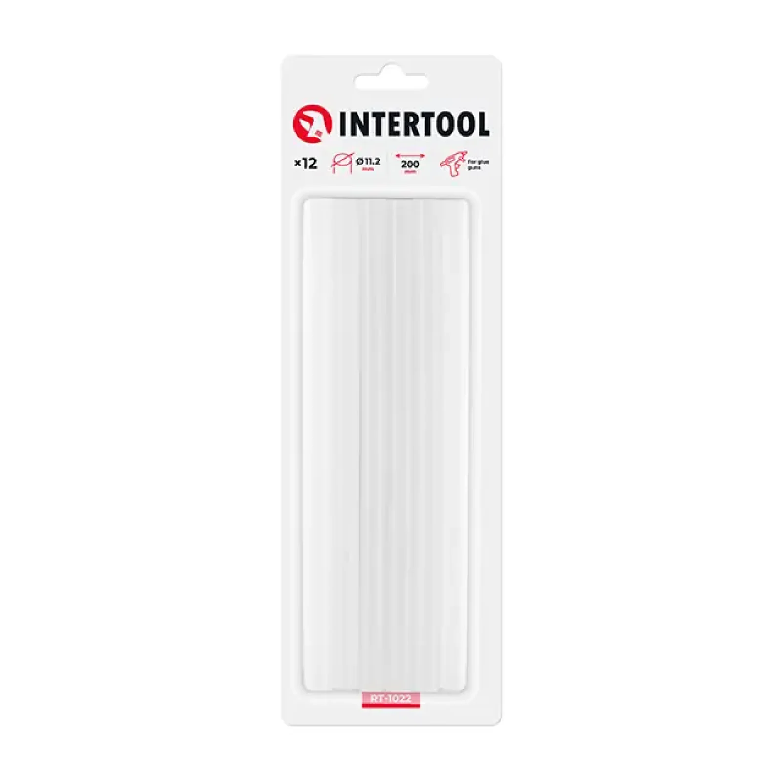 Комплект клейових стрижнів білих, 11,2×200 мм, 12 шт. INTERTOOL (RT-1022) UA