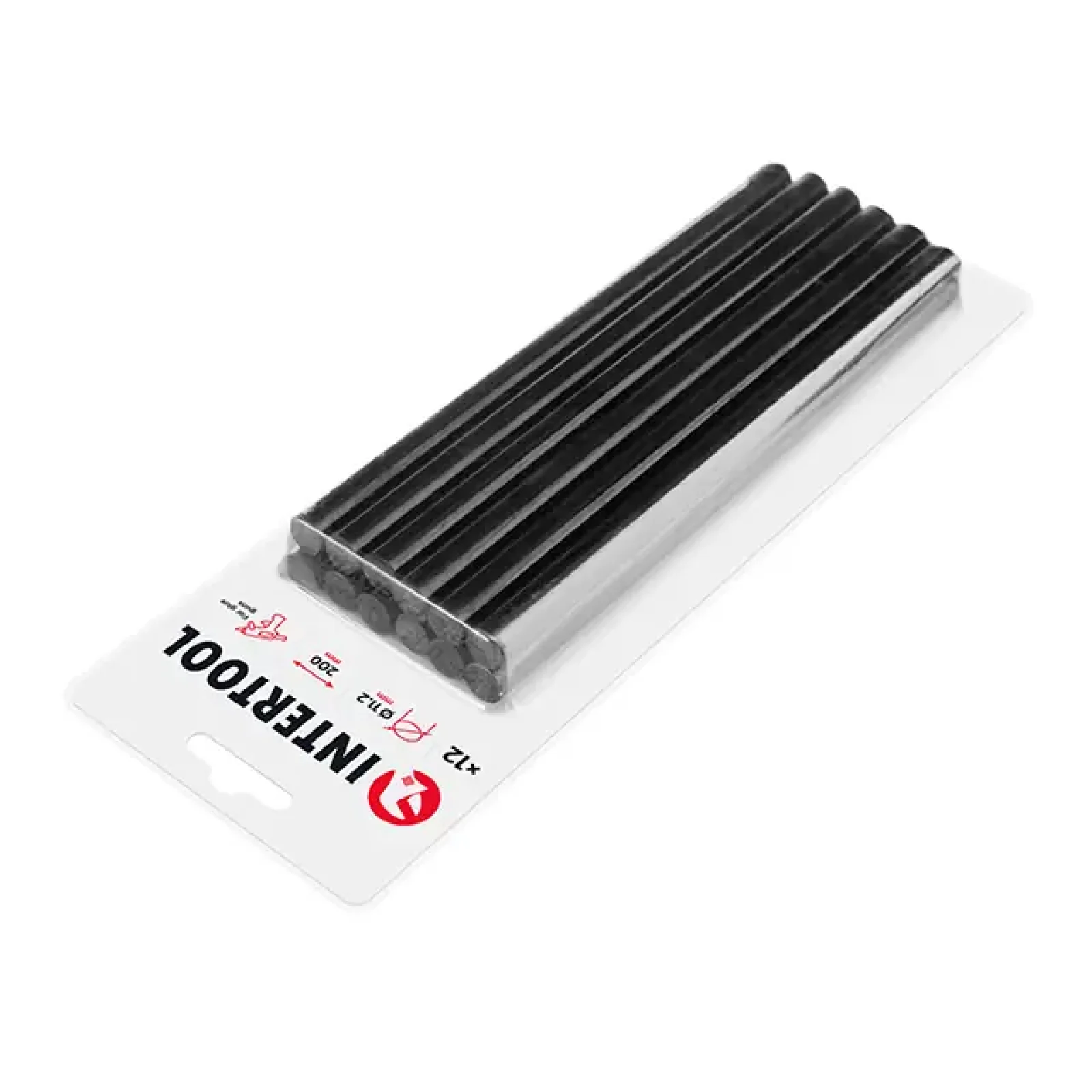 Комплект клейових стрижнів чорних, 11,2×200 мм, 12 шт. INTERTOOL (RT-1023) UA