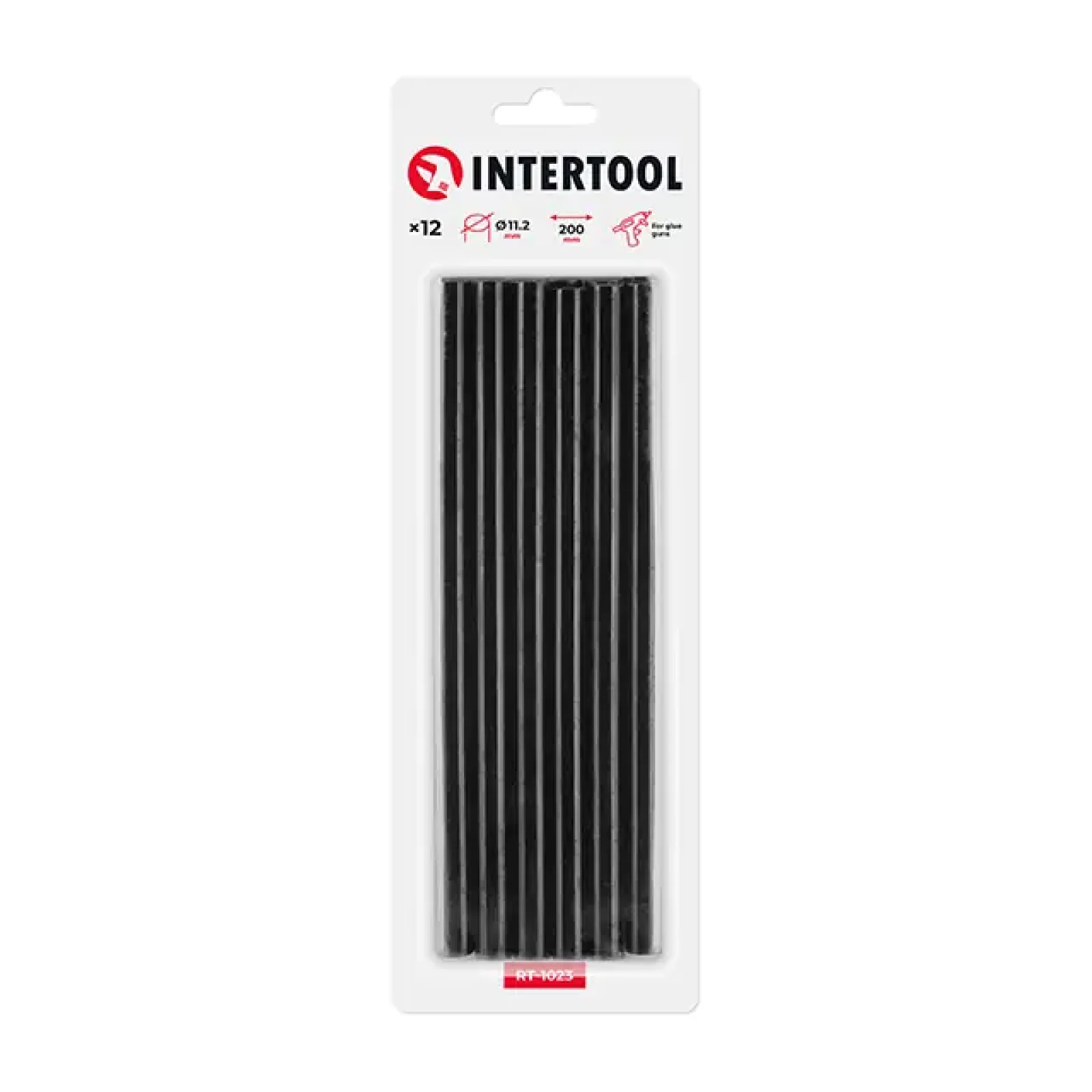 Комплект клейових стрижнів чорних, 11,2×200 мм, 12 шт. INTERTOOL (RT-1023) UA