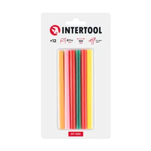Комплект клейових стрижнів кольорових, 7,4×100 мм, 12 шт. INTERTOOL (RT-1031) UA