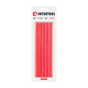 Комплект клейових стрижнів червоних, 11,2×200 мм, 12 шт. INTERTOOL (RT-1042) UA