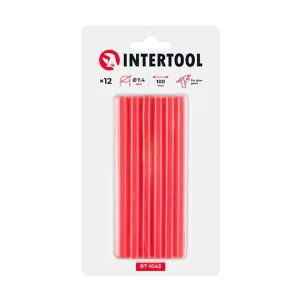 Комплект клейових стрижнів червоних, 7,4×100 мм, 12 шт. INTERTOOL (RT-1043) UA