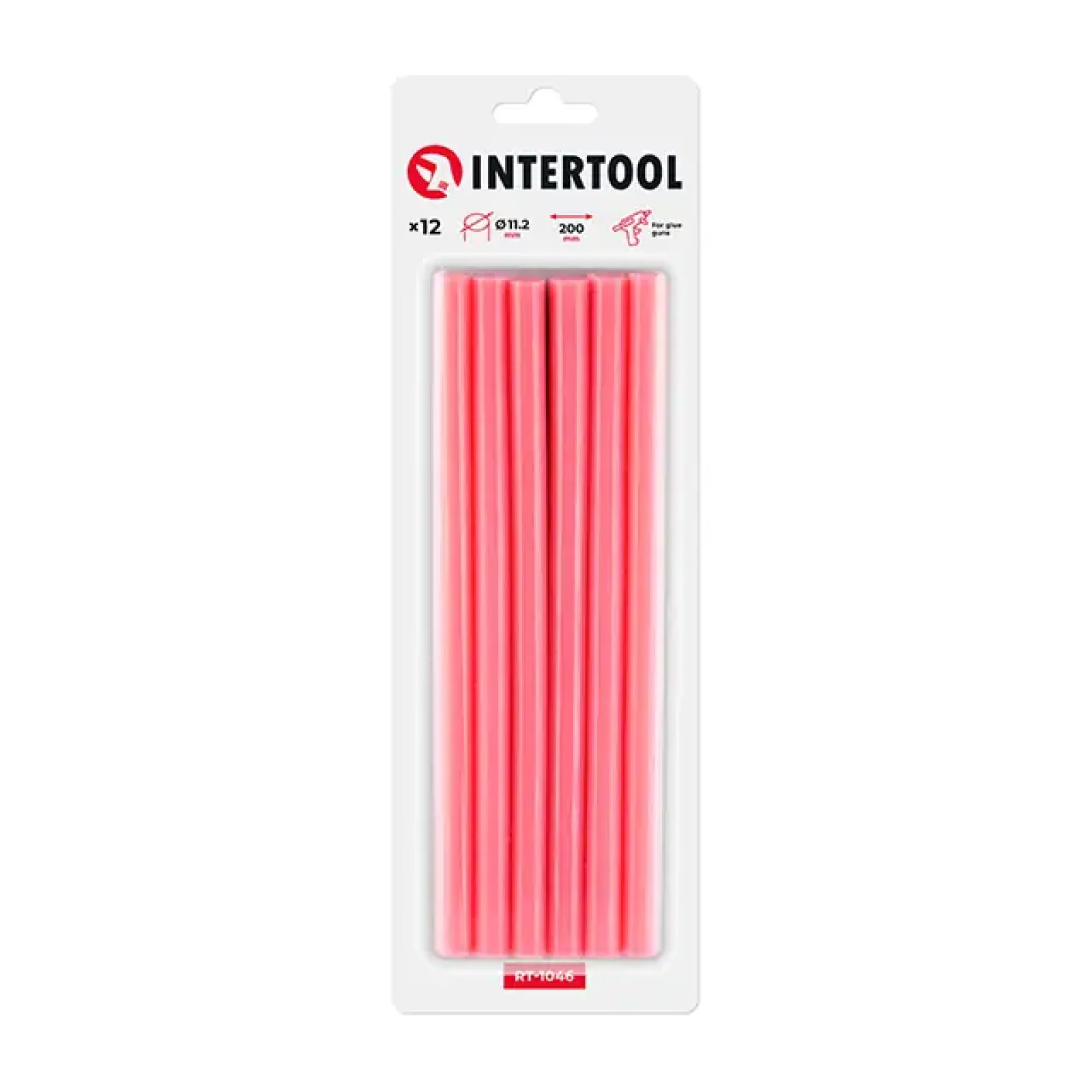 Комплект клейових стрижнів рожевих, 11,2×200 мм, 12 шт. INTERTOOL (RT-1046) UA