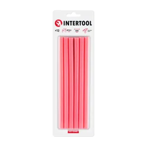 Комплект клейових стрижнів рожевих, 11,2×200 мм, 12 шт. INTERTOOL (RT-1046) UA