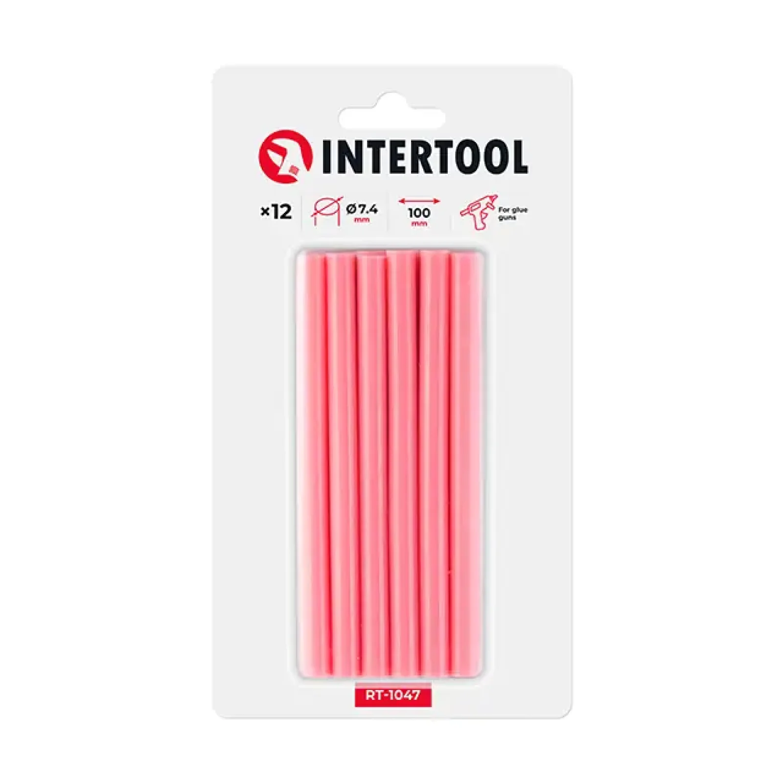 Комплект клейових стрижнів рожевих, 7,4×100 мм, 12 шт. INTERTOOL (RT-1047) UA
