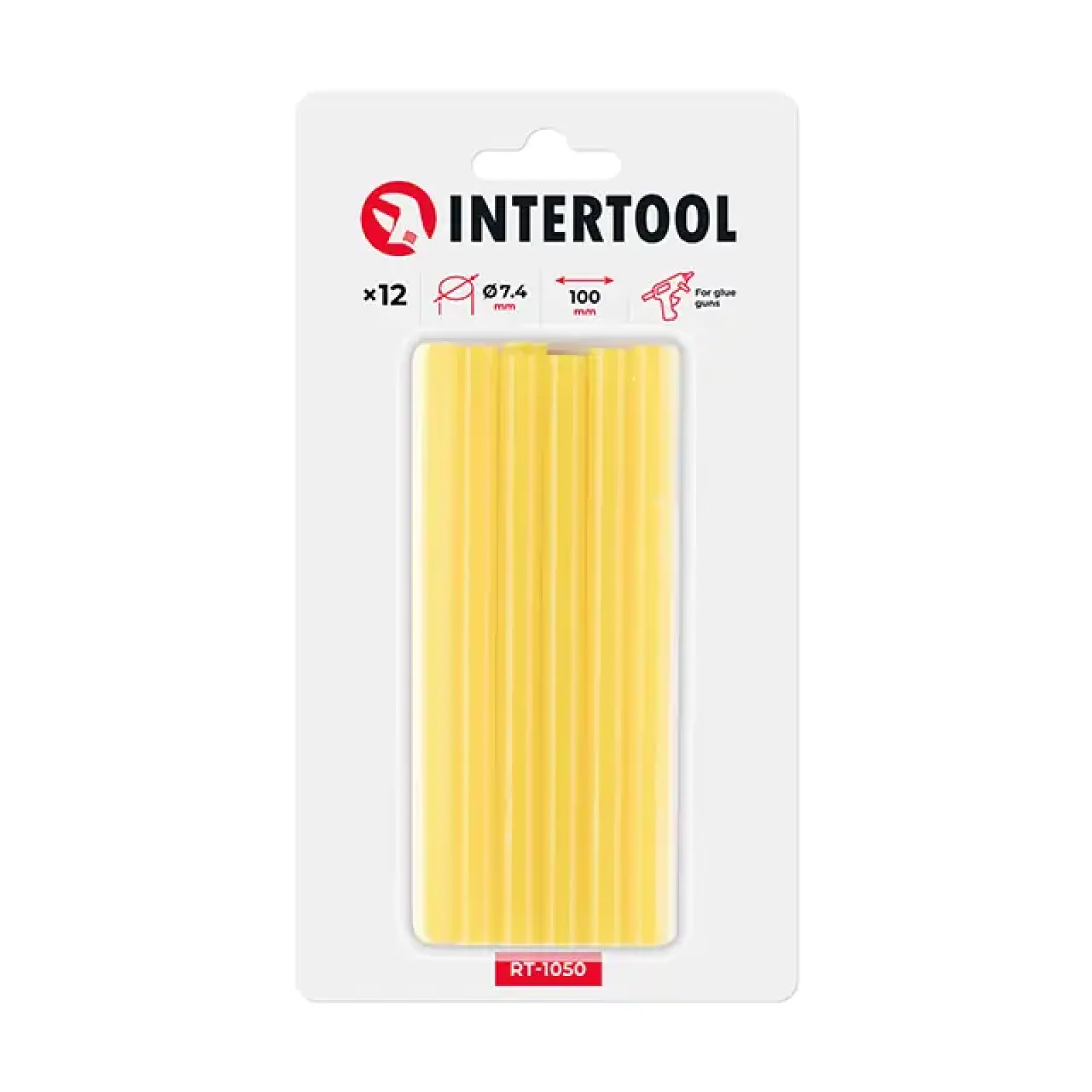 Комплект клейових стрижнів жовтих, 7,4×100 мм, 12 шт. INTERTOOL (RT-1050) UA